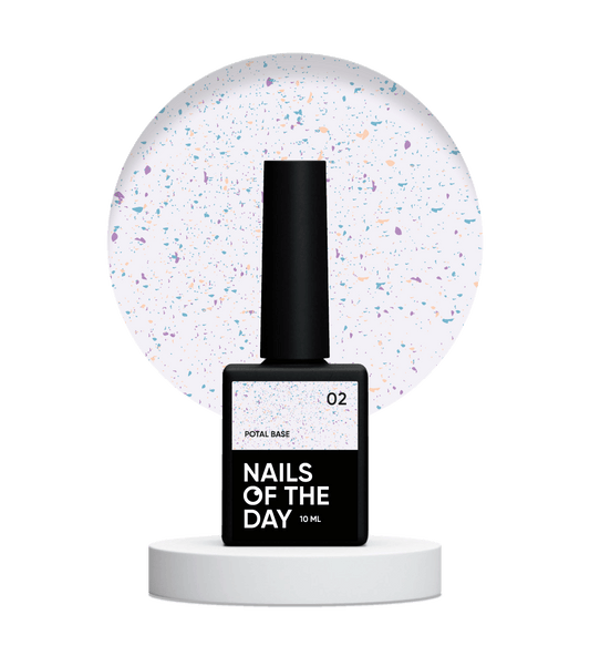 NAILSOFTHEDAY Potal base 02 - base azul lechoso con potal (potal dorado-violeta y turquesa), 10 ml