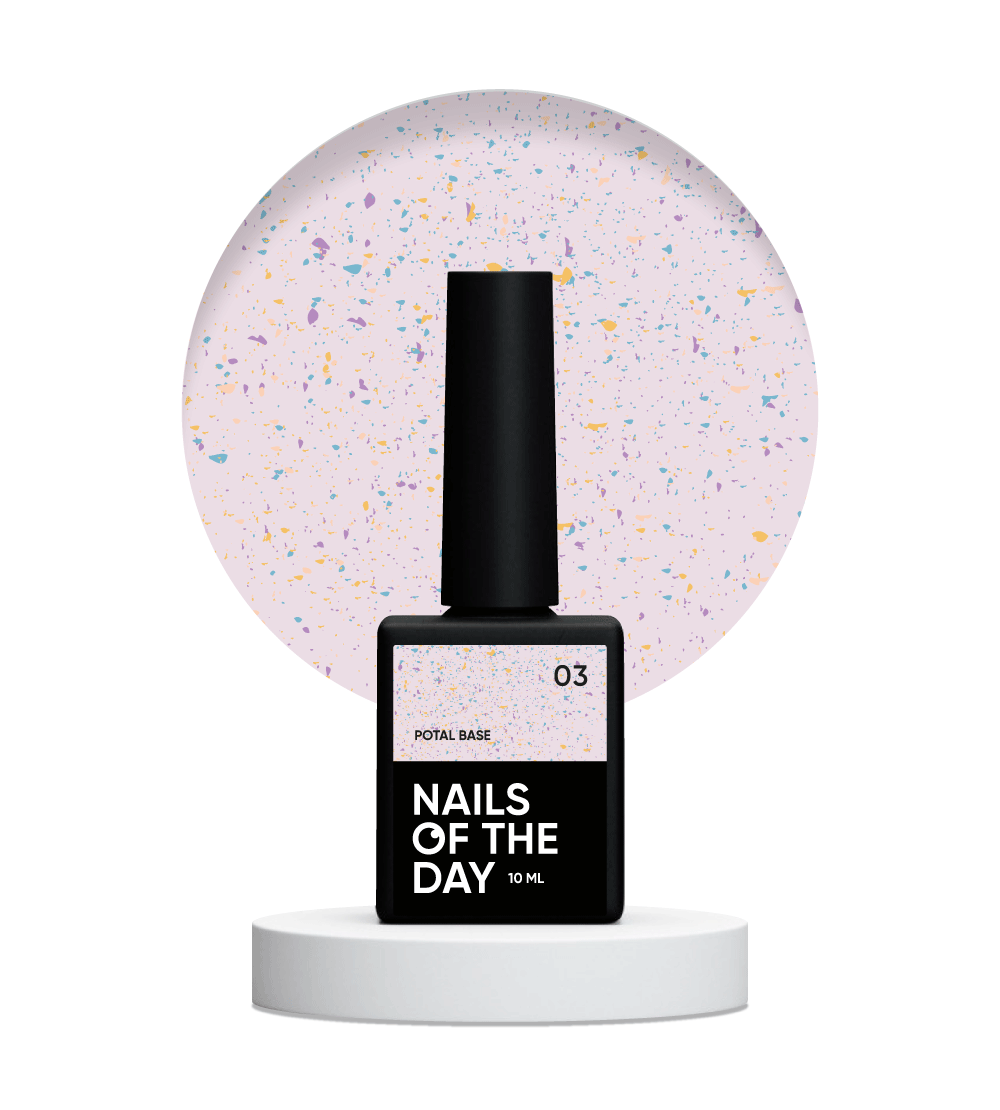 NAILSOFTHEDAY Potal base 03 - base violeta lechosa con potal (potal morado dorado y verde), 10 ml