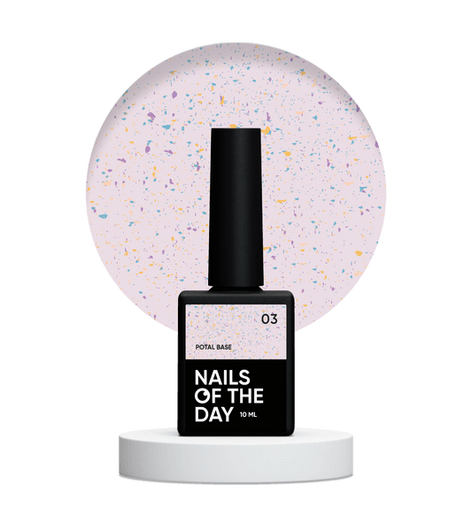 NAILSOFTHEDAY Potal base 03 - base violeta lechosa con potal (potal morado dorado y verde), 10 ml