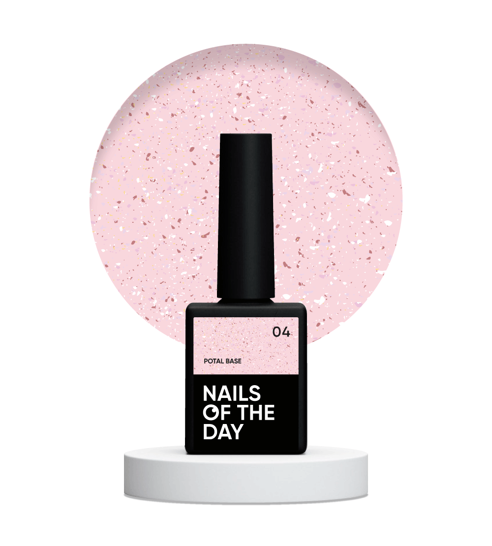 NAILSOFTHEDAY Potal base 04 - base rosa con potal (potal rosa dorado), 10 ml