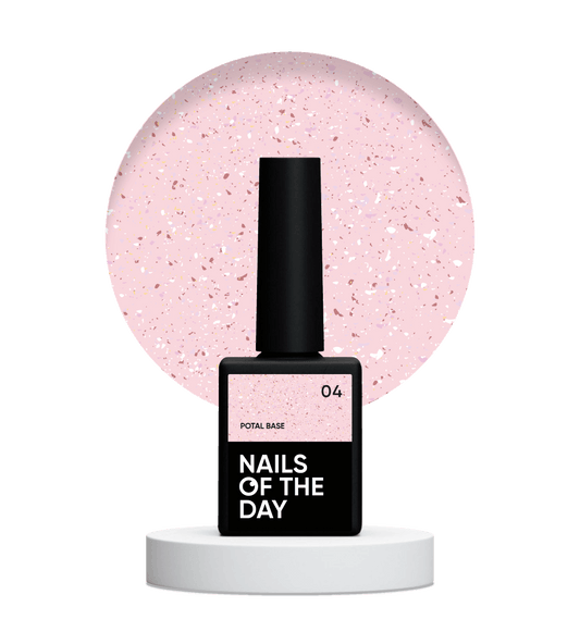 NAILSOFTHEDAY Potal base 04 - base rosa con potal (potal rosa dorado), 10 ml