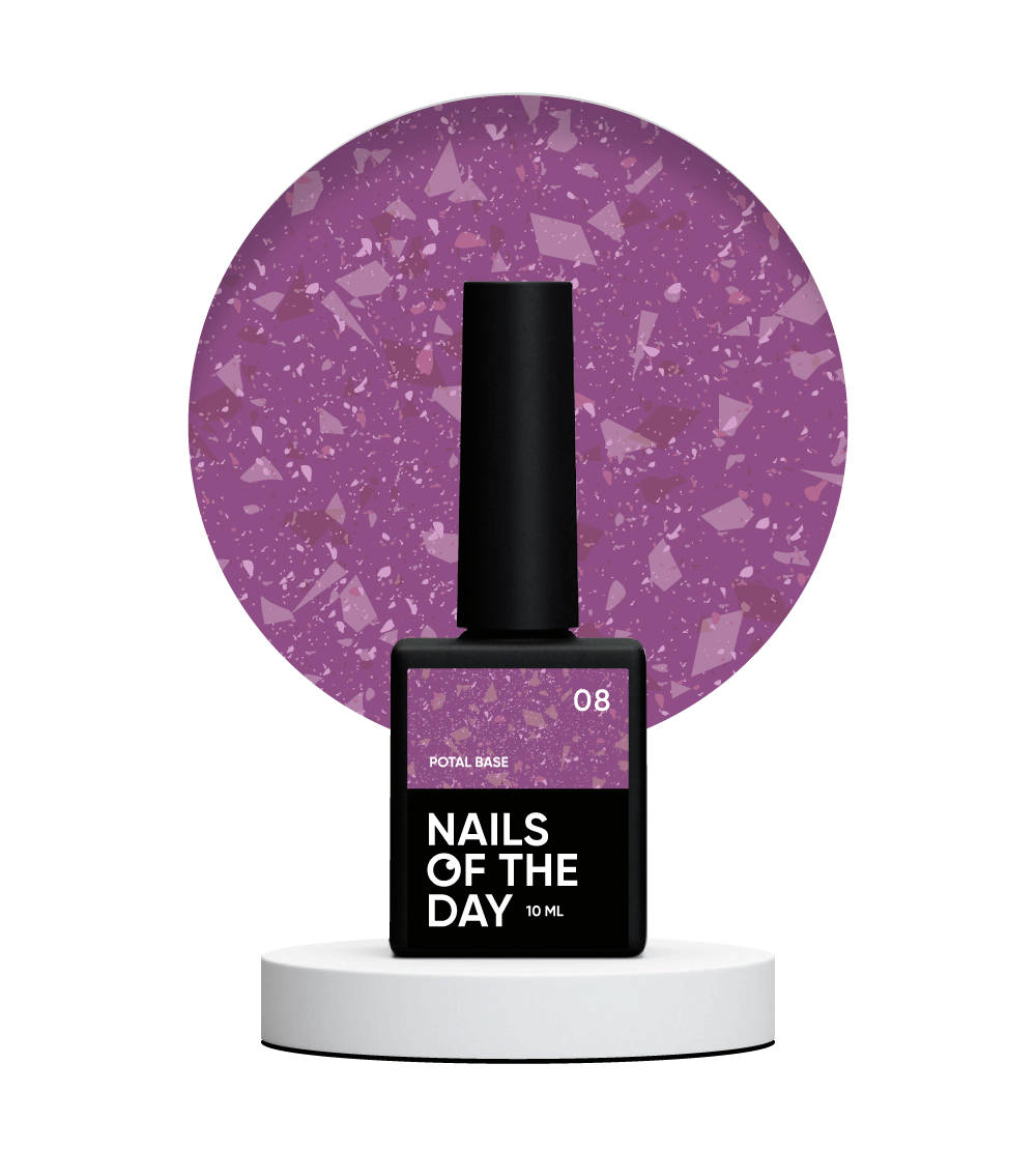 NAILSOFTHEDAY Potal base 08 - base burdeos con potal de cobre, 10 ml
