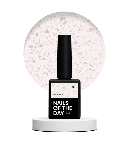 NAILSOFTHEDAY Potal base 10 - base de leche fría para uñas con potal plateado, 10 ml