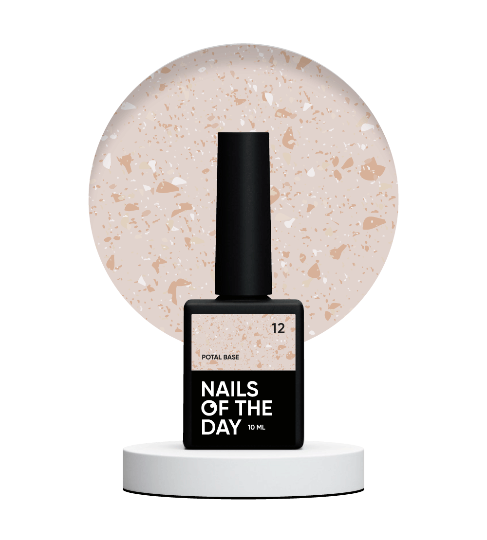 NAILSOFTHEDAY Potal base 12 - base beige con potal dorado, 10 ml