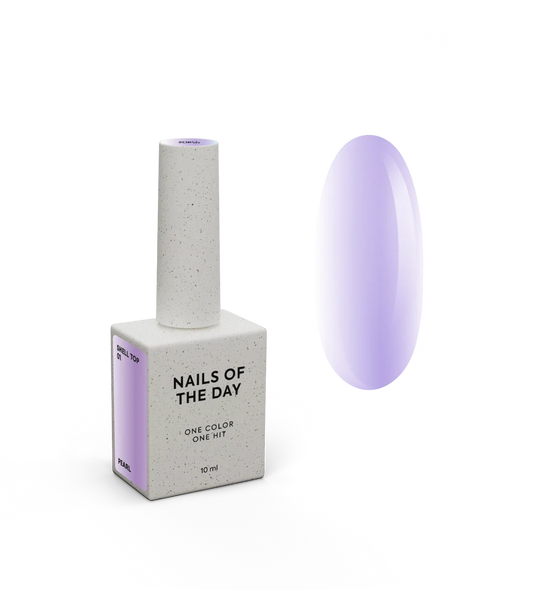 NAILSOFTHEDAY Shell top 01 nueva fórmula: una parte superior nacarada con un toque púrpura iridiscente sin una capa pegajosa, 10 ml