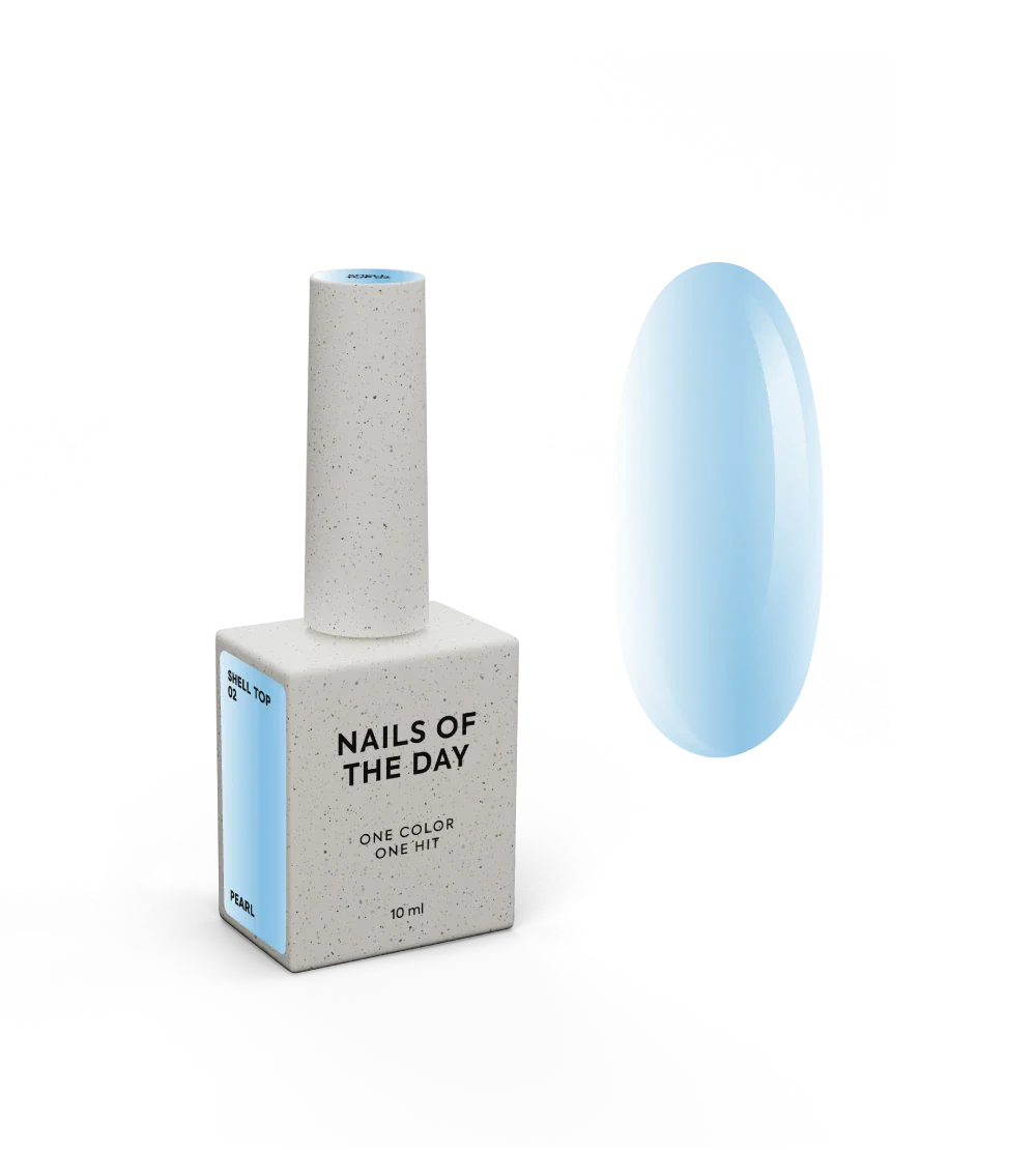 NAILSOFTHEDAY Shell top 02 nueva fórmula: un top perlado con una iridiscencia azul sin capa pegajosa, 10 ml