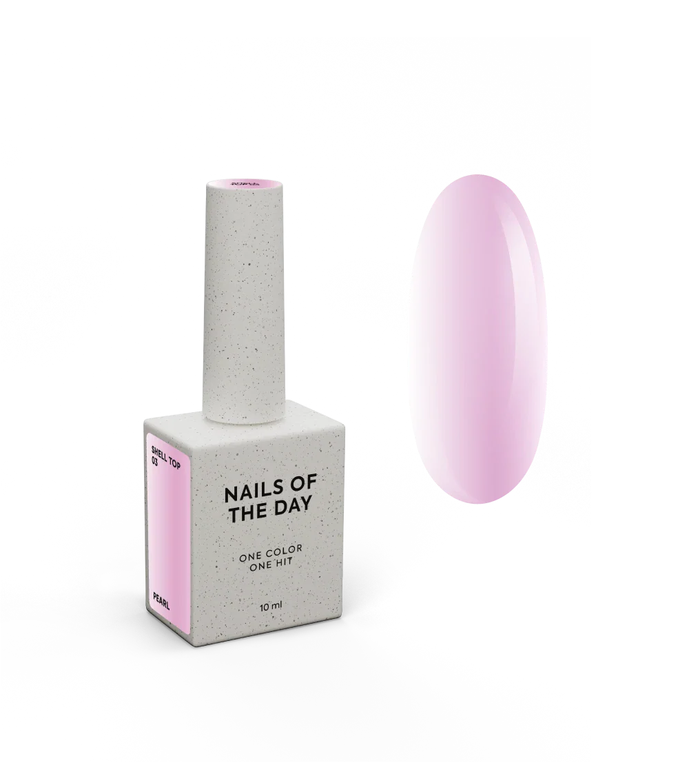 NAILSOFTHEDAY Shell top 03 nueva fórmula: un top nacarado con un brillo rosado sin una capa pegajosa, 10 ml