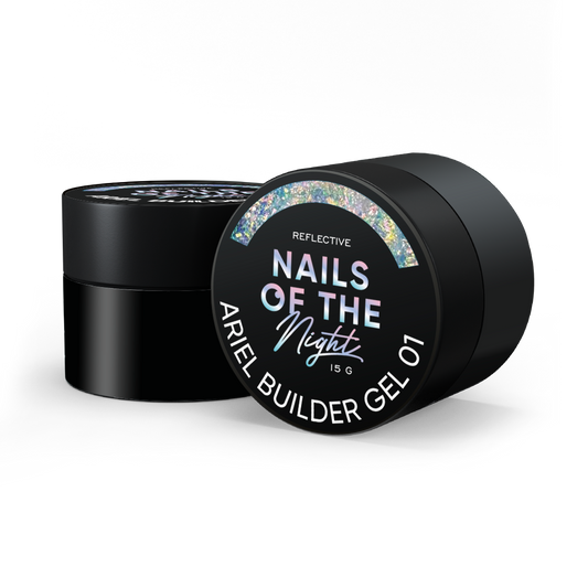 NAILSOFTHENIGHT Ariel gel 01 — gel constructor con escamas de yuki multicolores para uñas, 15 g