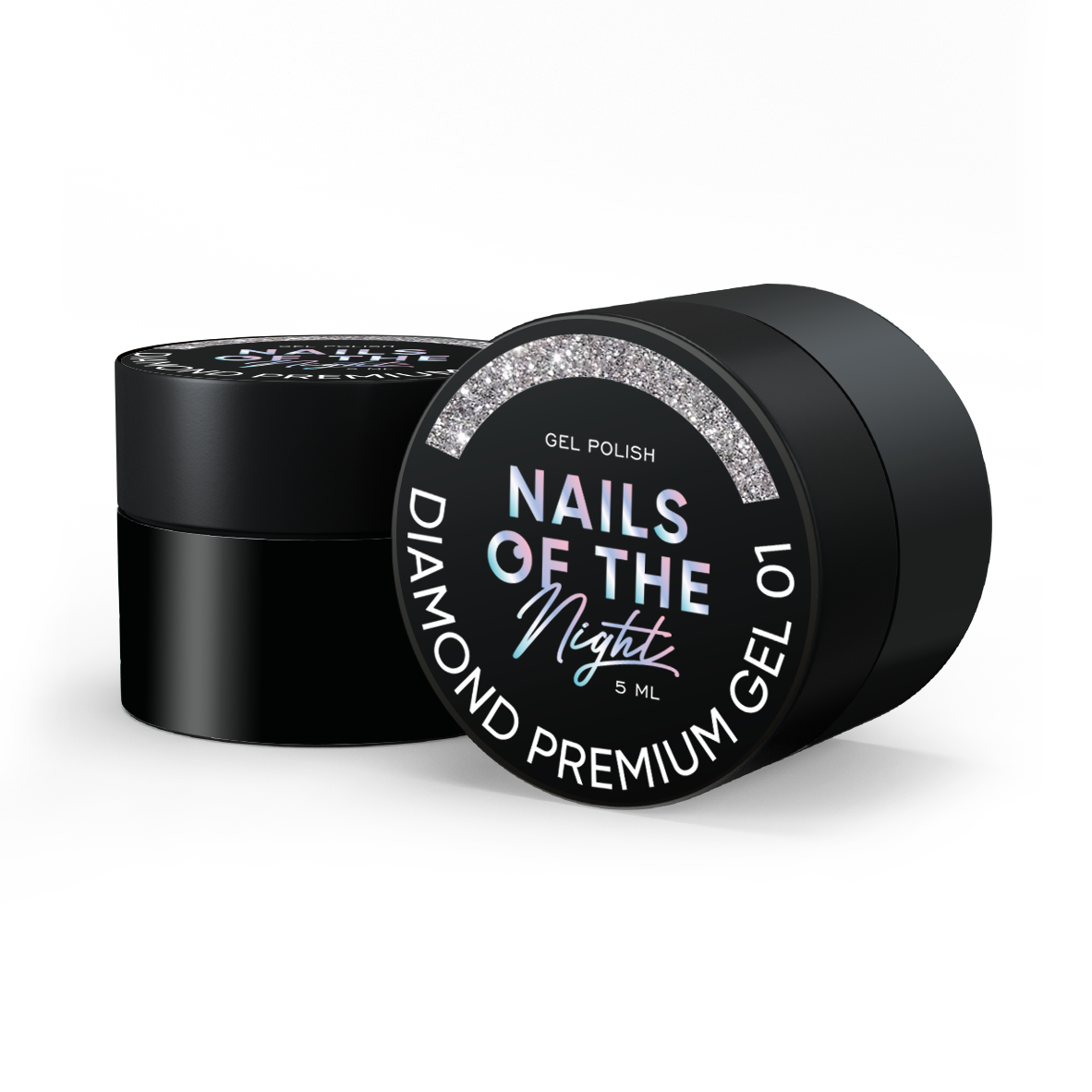 NAILSOFTHENIGHT Diamond Premium gel - esmalte en gel 01 — esmalte en gel plateado con esmalte de uñas metálico fino, 5 ml
