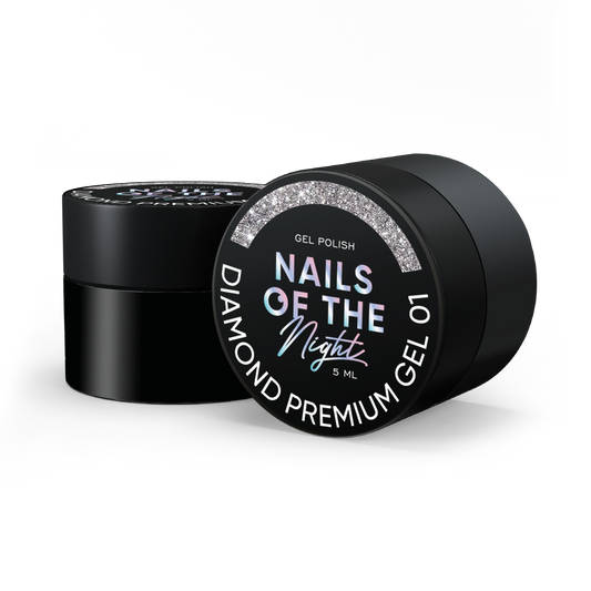 NAILSOFTHENIGHT Diamond Premium gel - esmalte en gel 01 — esmalte en gel plateado con esmalte de uñas metálico fino, 5 ml