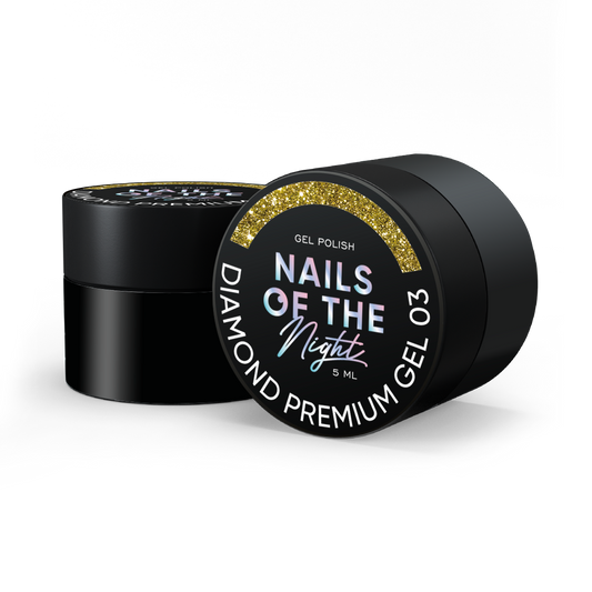 NAILSOFTHENIGHT Diamond Premium gel – esmalte en gel 03 — esmalte en gel dorado con esmalte de uñas metálico fino, 5 ml