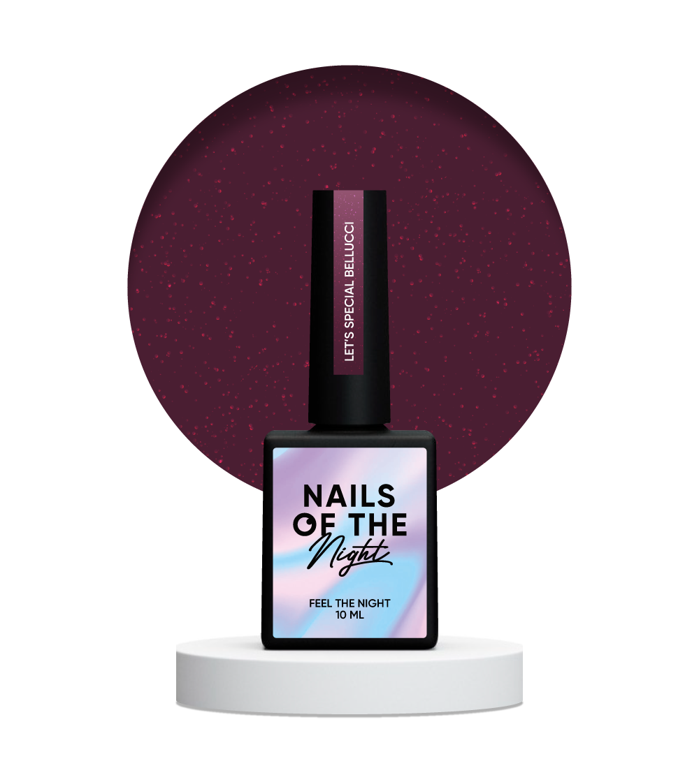 NAILSOFTHENIGHT Let's Special Bellucci — esmalte de uñas en gel reflectante burdeos que cubre una capa, 10 ml