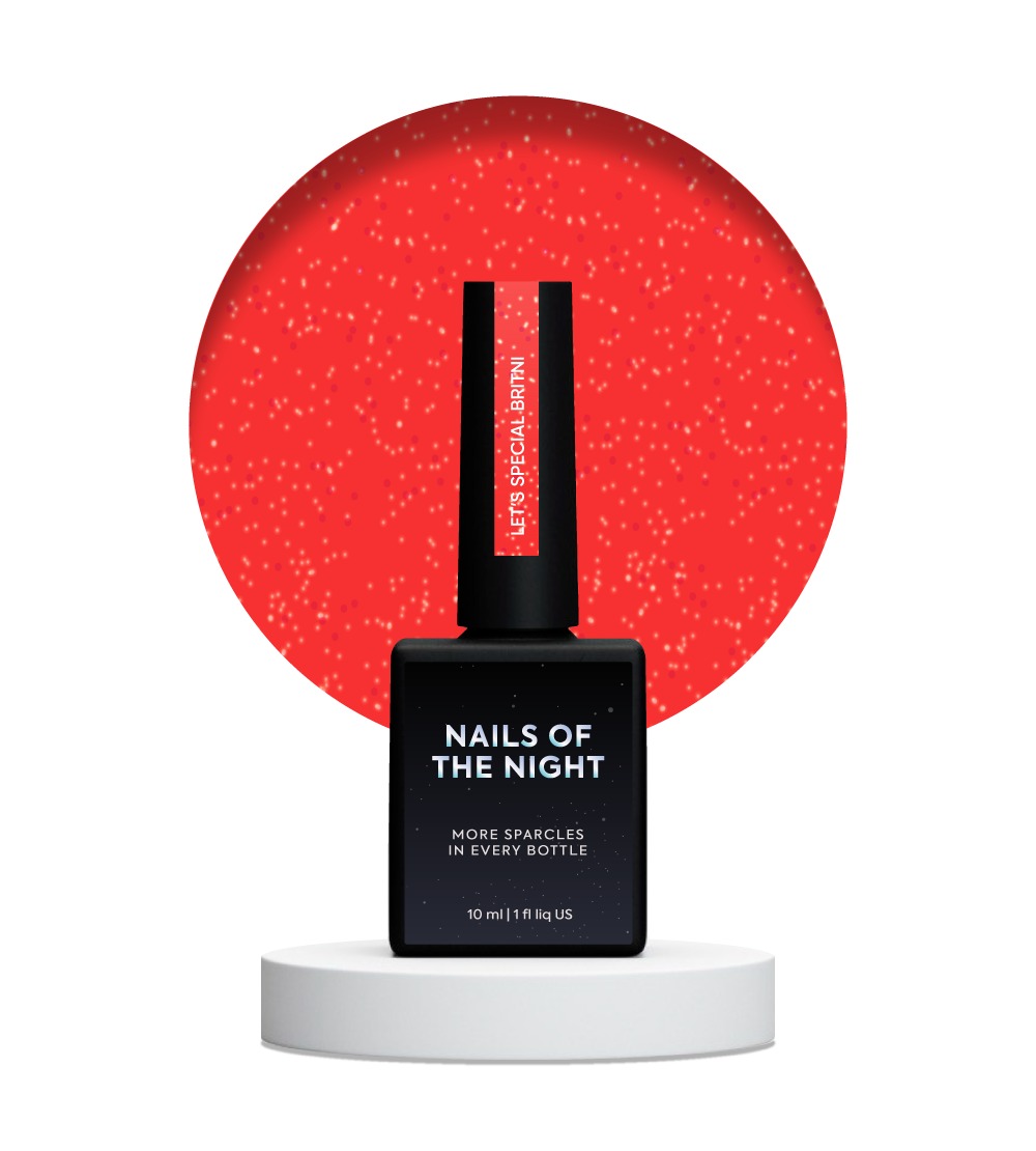 NAILSOFTHENIGHT Let's Special Britni - Esmalte de uñas en gel de una capa, carmesí brillante con brillo reflectante/purpurina roja, 10 ml