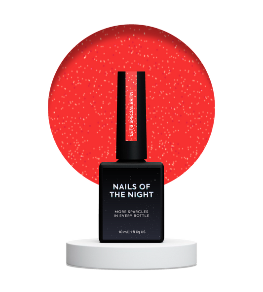NAILSOFTHENIGHT Let's Special Britni - Esmalte de uñas en gel de una capa, carmesí brillante con brillo reflectante/purpurina roja, 10 ml