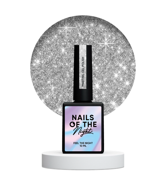NAILSOFTHENIGHT Esmalte en gel Martini — esmalte en gel reflectante plateado para uñas, 10 ml