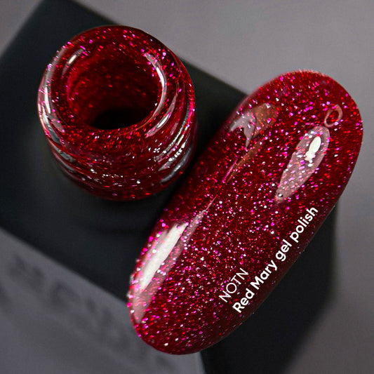 NAILSOFTHENIGHT Esmalte en gel Red Mary — esmalte en gel reflectante rojo para uñas, 10 ml