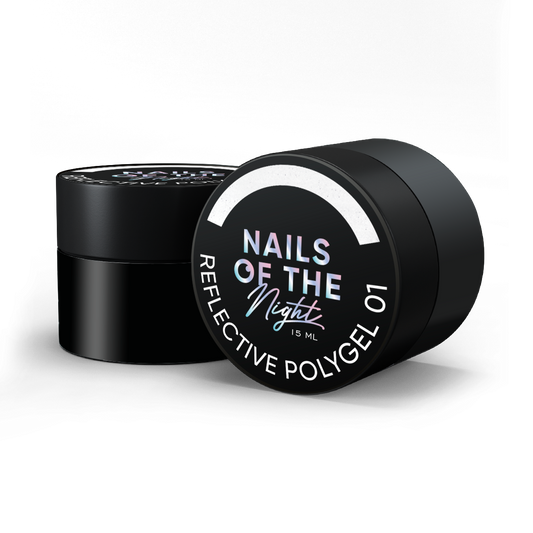 NAILSOFTHENIGHT Polygel reflectante 01 — Polygel reflectante líquido lechoso de nueva fórmula para uñas, 15 ml