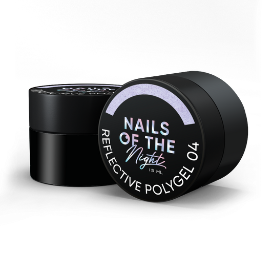NAILSOFTHENIGHT Polygel reflectante 04 — Polygel reflectante líquido violeta de nueva fórmula para uñas, 15 ml