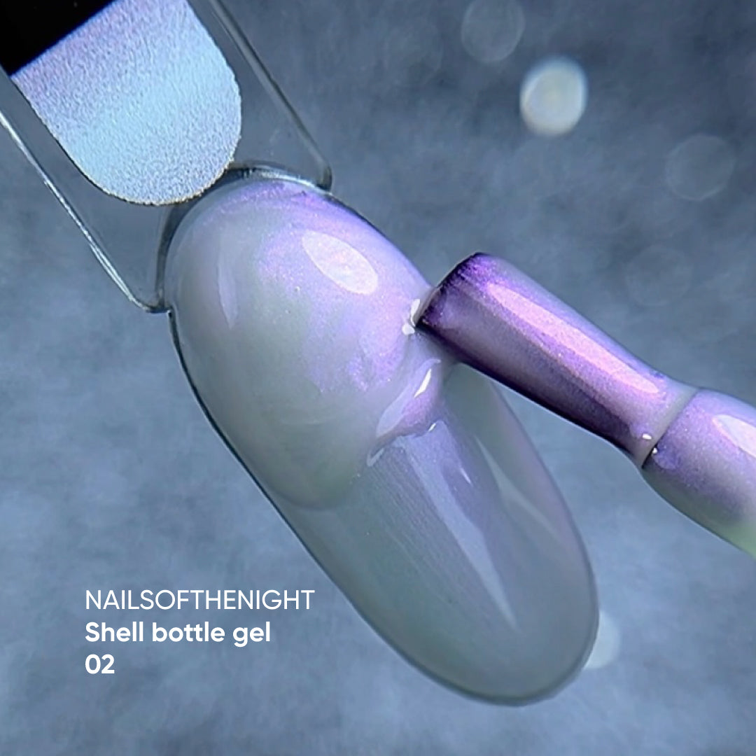 NAILSOFTHENIGHT Shell botella gel 02 — gel líquido ultra fuerte en botella con función autonivelante y efecto perla para uñas, 10 ml
