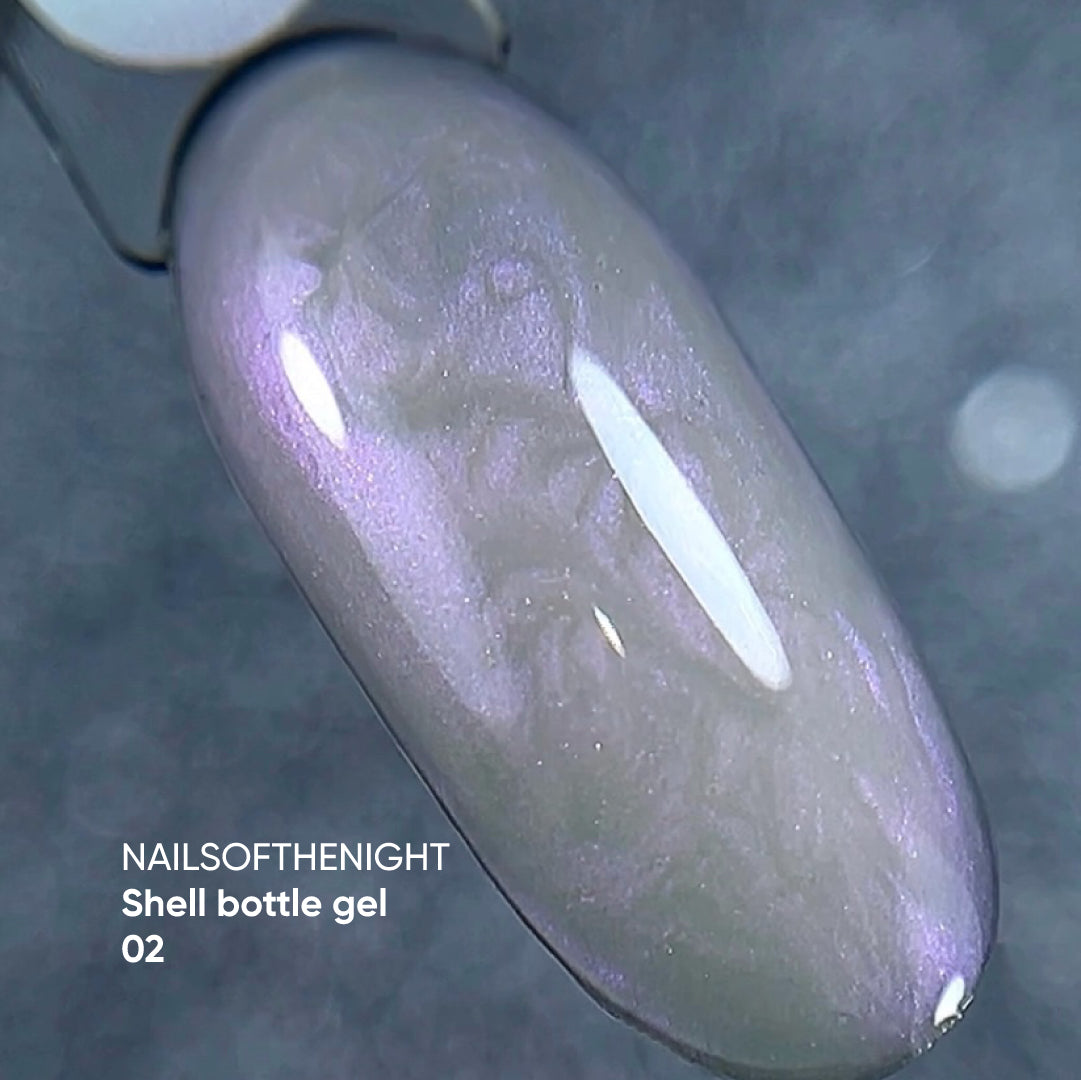 NAILSOFTHENIGHT Shell botella gel 02 — gel líquido ultra fuerte en botella con función autonivelante y efecto perla para uñas, 10 ml