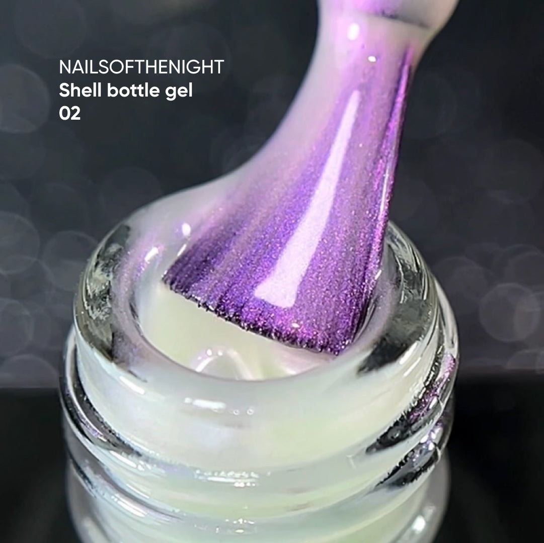 NAILSOFTHENIGHT Shell botella gel 02 — gel líquido ultra fuerte en botella con función autonivelante y efecto perla para uñas, 10 ml