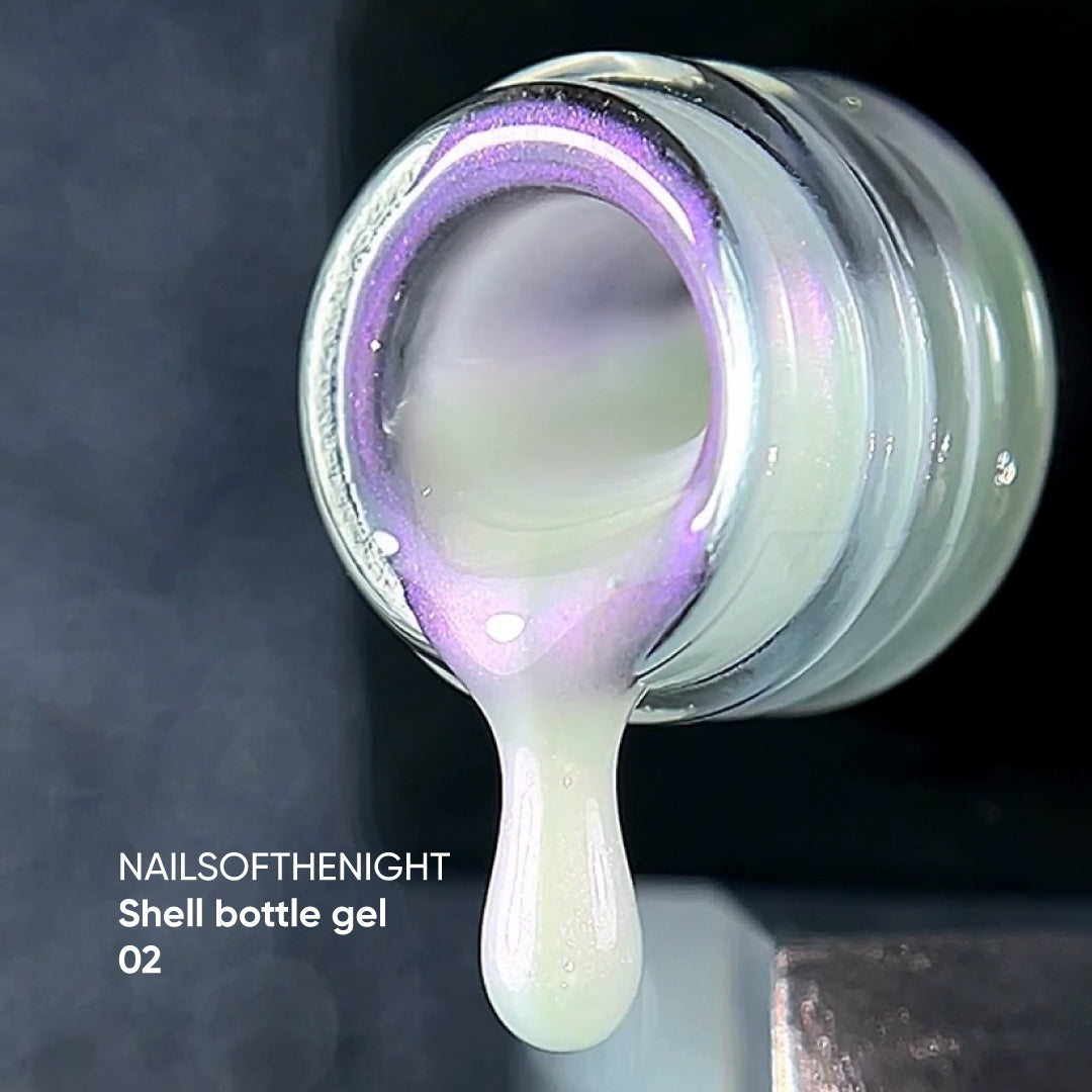 NAILSOFTHENIGHT Shell botella gel 02 — gel líquido ultra fuerte en botella con función autonivelante y efecto perla para uñas, 10 ml