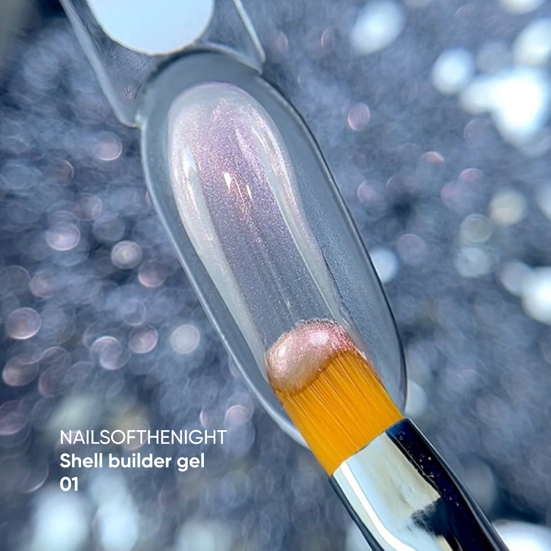 NAILSOFTHENIGHT Shell builder gel 01 — gel constructor de baja temperatura con efecto perla para uñas, 15 ml