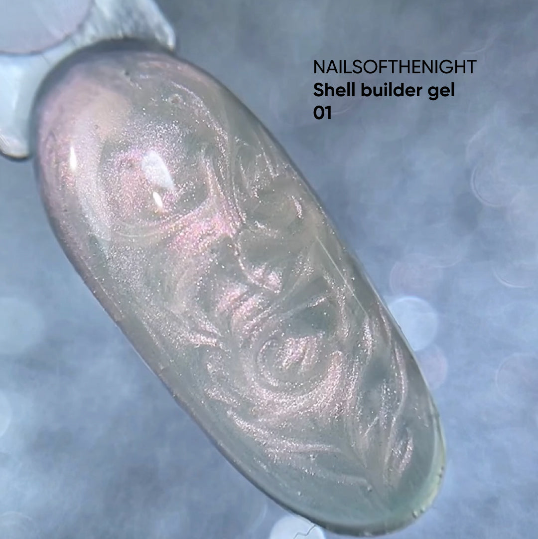 NAILSOFTHENIGHT Shell builder gel 01 — gel constructor de baja temperatura con efecto perla para uñas, 15 ml