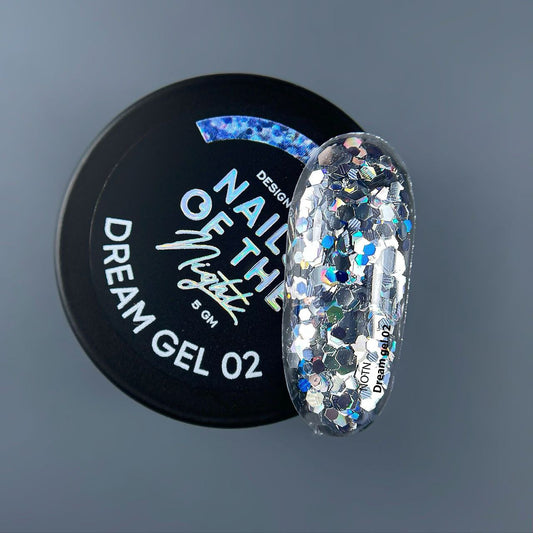 NAILSOFTHENIGHT Dream gel 02 — gel de diseño con increíbles hexágonos de diferentes tamaños y purpurina para uñas, 5 g