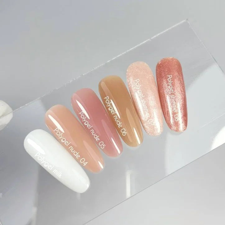 NAILSOFTHEDAY Polygel shimmer 07 — Polygel champán con brillo fino y saturado, 30 g