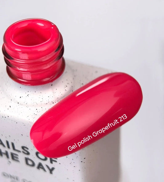 NAILSOFTHEDAY Esmalte en gel Grapefruit-213 — esmalte en gel color frambuesa neón superpuesto en una capa, 10 ml
