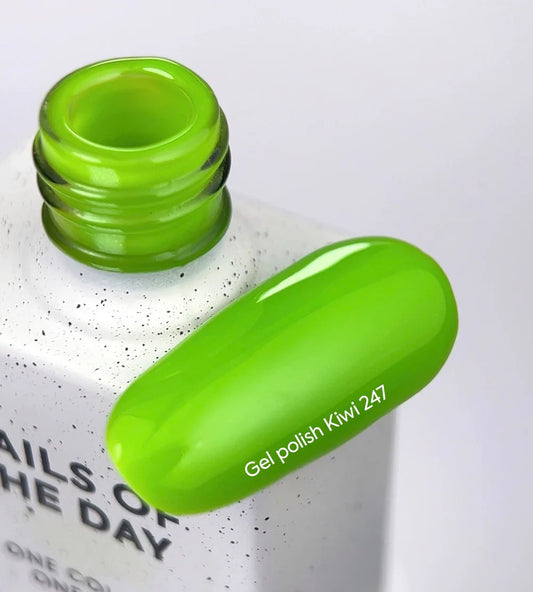 NAILSOFTHEDAY Esmalte en gel Kiwi-247 — esmalte en gel verde neón superpuesto en una capa, 10 ml