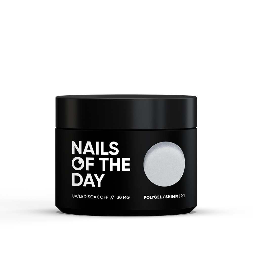 NAILSOFTHEDAY Polygel shimmer 01 — Polygel blanco con brillo de grano fino, 30 g