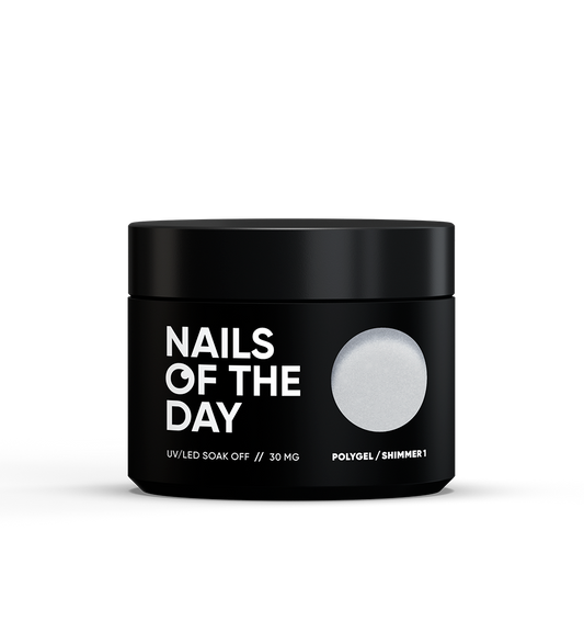 NAILSOFTHEDAY Polygel shimmer 01 — Polygel blanco con brillo de grano fino, 30 g