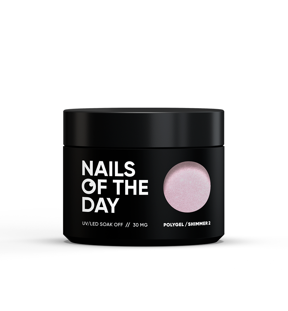 NAILSOFTHEDAY Polygel shimmer 02 — Polygel rosa claro con brillo de grano fino, 30 g