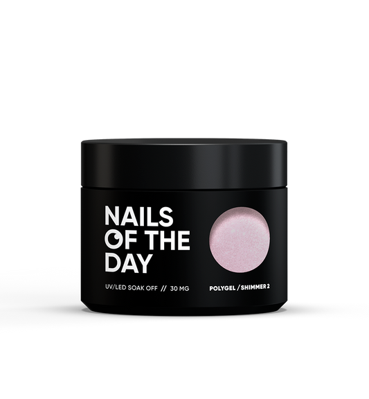 NAILSOFTHEDAY Polygel shimmer 02 — Polygel rosa claro con brillo de grano fino, 30 g