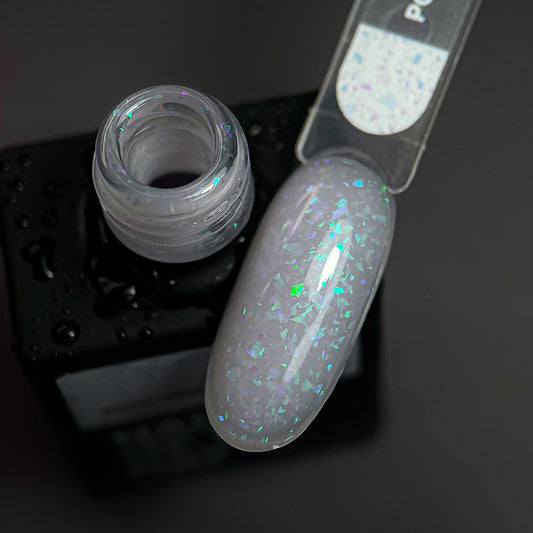 NAILSOFTHEDAY Potal base 16 – base lechosa suave con elegante potal holográfico, 10 ml