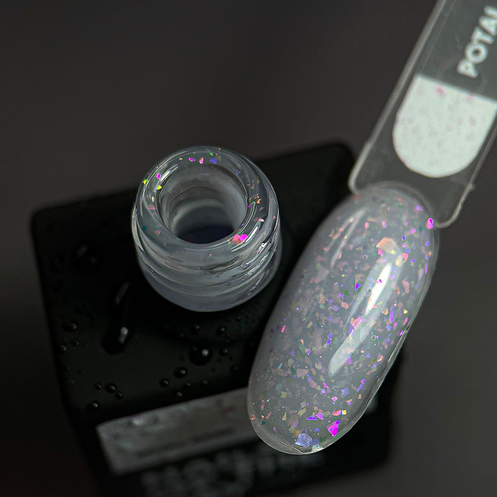 NAILSOFTHEDAY Potal base 17 – base lechosa suave con elegante potal holográfico, 10 ml