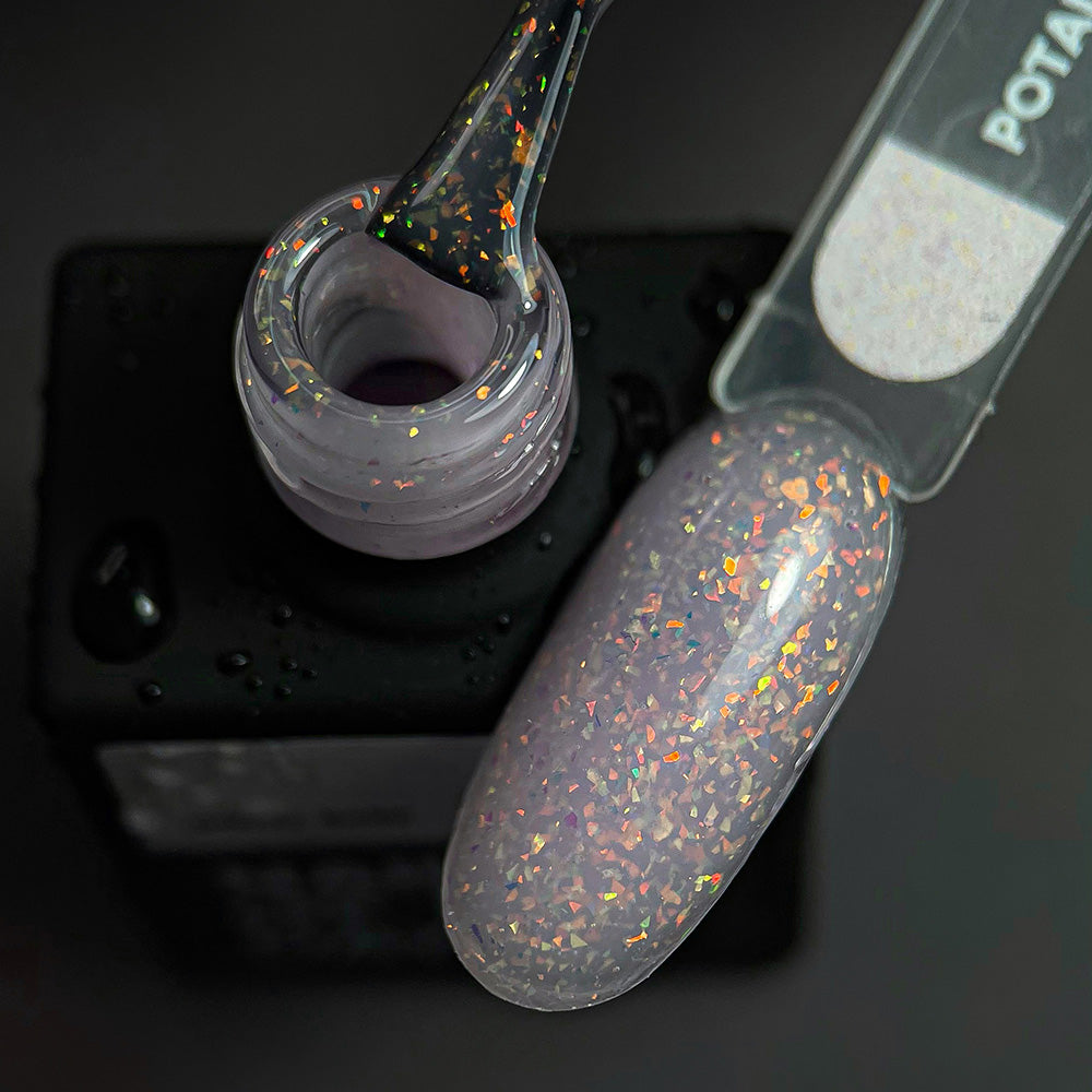NAILSOFTHEDAY Potal base 18 – base lechosa suave con elegante potal holográfico, 10 ml