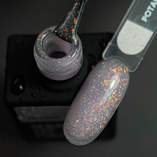 NAILSOFTHEDAY Potal base 18 – base lechosa suave con elegante potal holográfico, 10 ml