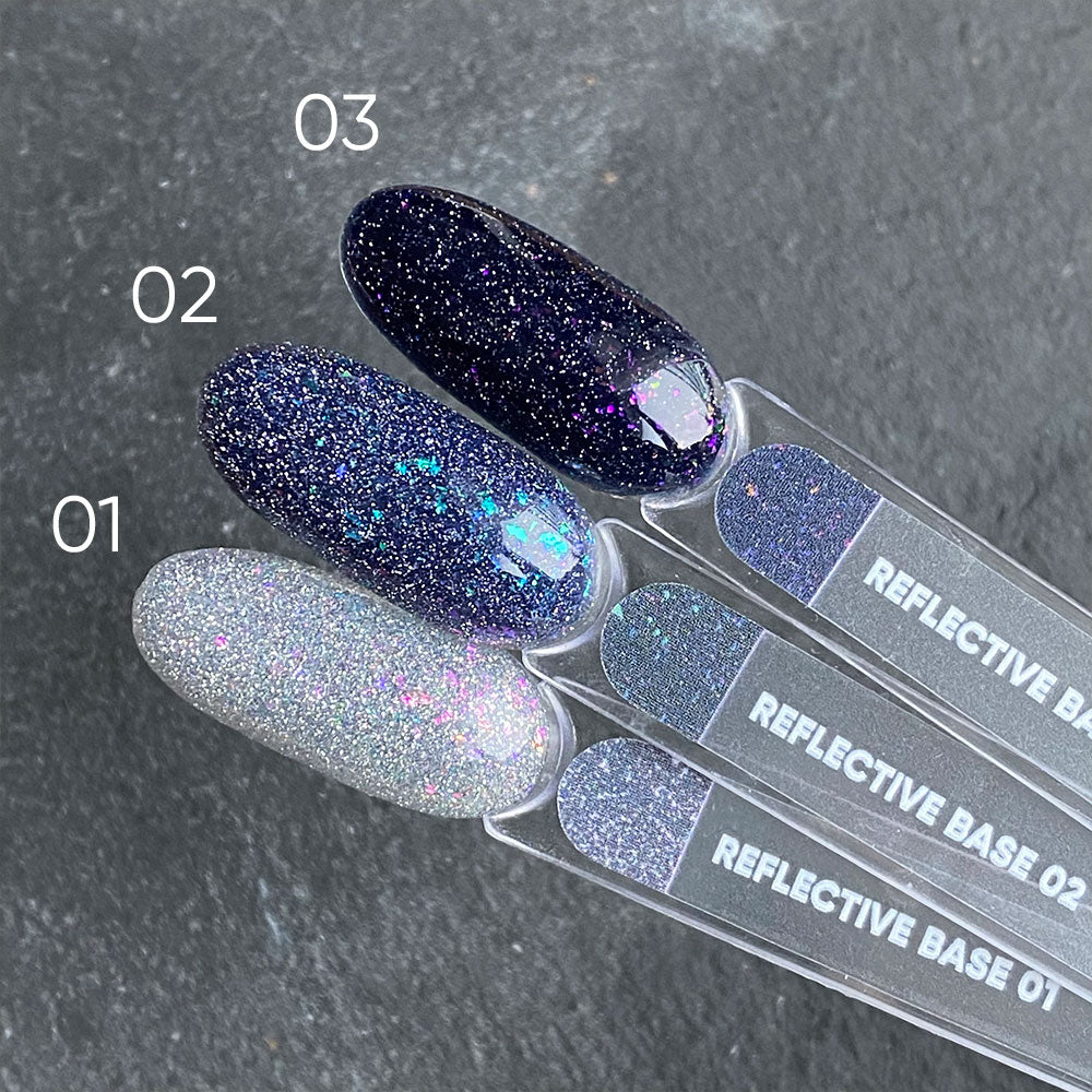 NAILSOFTHENIGHT Base reflectante 02 - base reflectante de camuflaje con brillo (destellos azules y celestes), 10 ml