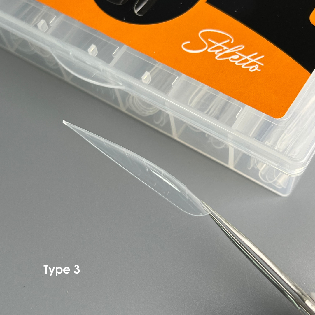 NAILSOFTHEDAY Dual Form Stiletto (Tipo 3) — formas superiores de stiletto/almendra para uñas, 120 piezas