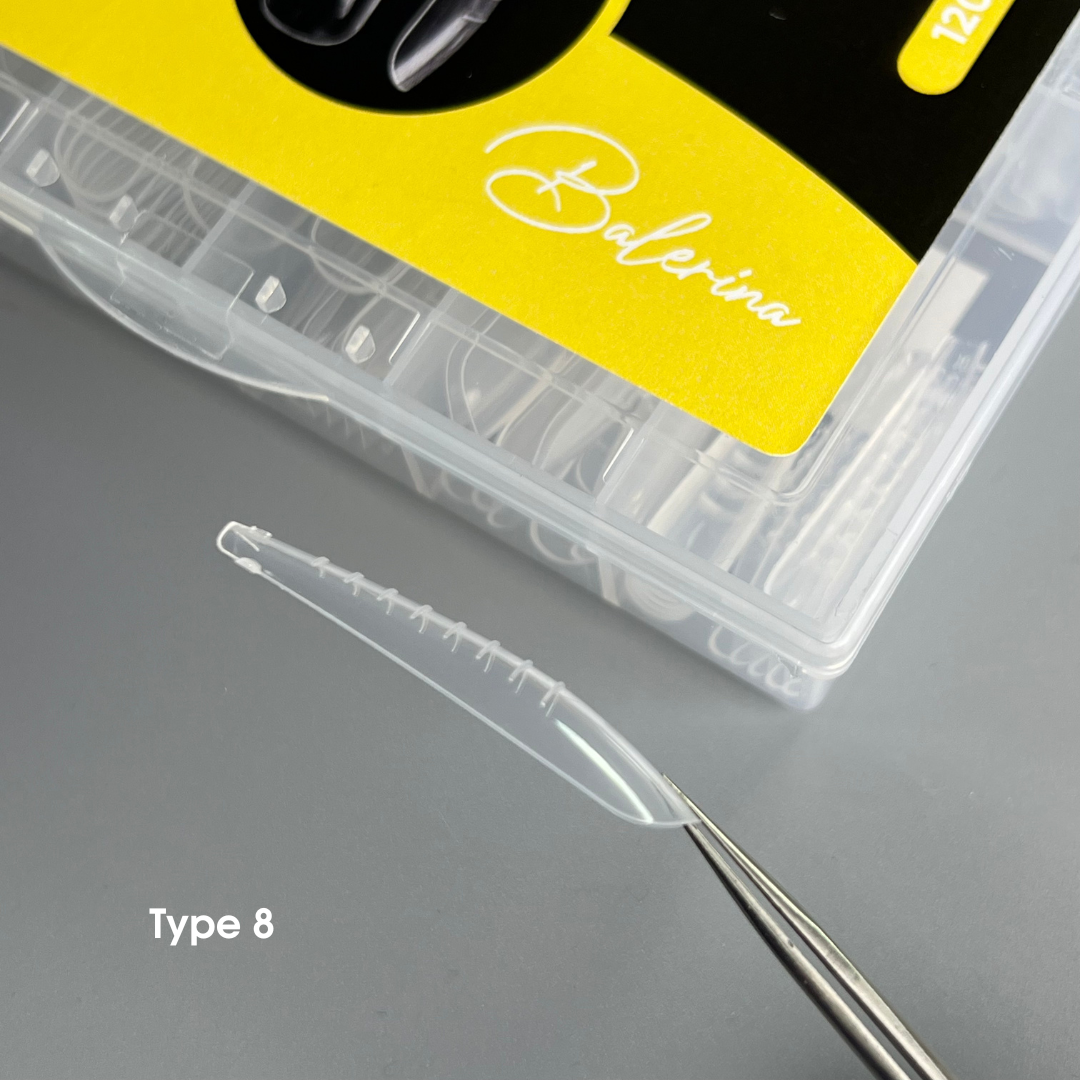 NAILSOFTHEDAY Bailarina de forma dual (Tipo 8) — formas de bailarina superiores para uñas, 120 piezas