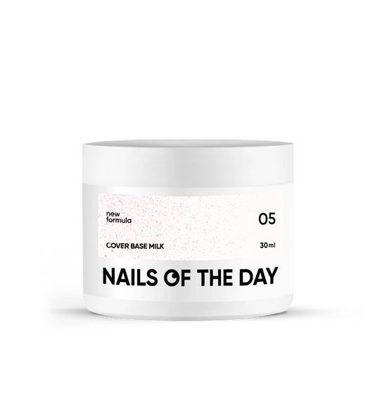 Nailsoftheday Base de cobertura NUEVA Leche de fórmula 05: lechosa, translúcida con un brillo rosado que realza el tono y lo hace más cálido, capa base de camuflaje para uñas, 30 ml