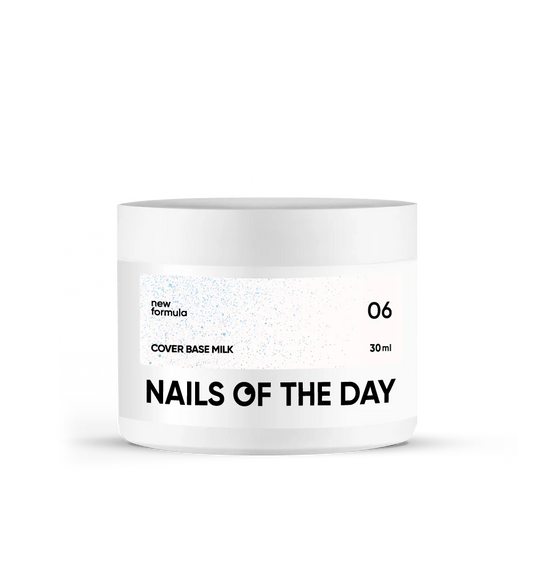 Nailsoftheday Base de cobertura NUEVA Leche de fórmula 06: lechosa, translúcida con un brillo azul que crea el efecto de un tono más frío, capa base de camuflaje para uñas, 30 ml