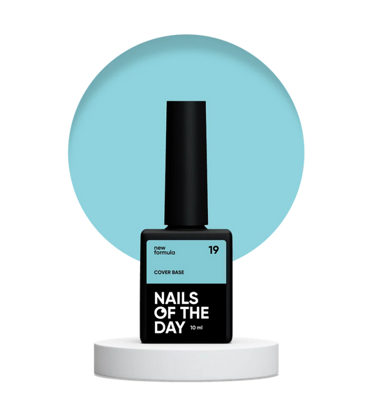 Nailsoftheday Cover base NEW Formula 19 - base camuflaje de color azul suave, 10 ml