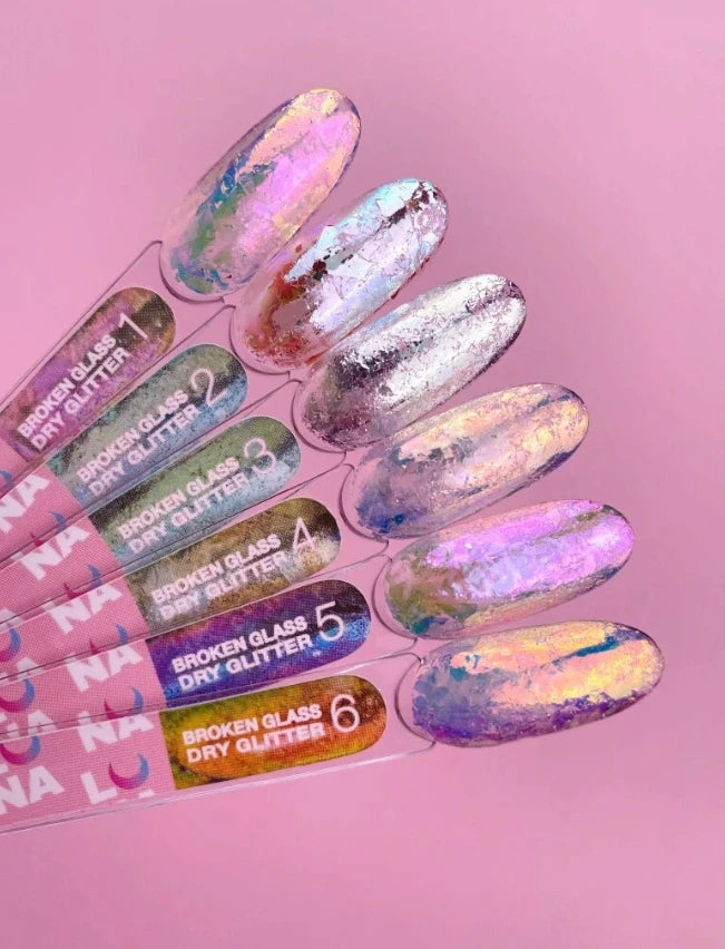 Lunamoon set of dry glitters for nails «Broken Glass» 6 pcs