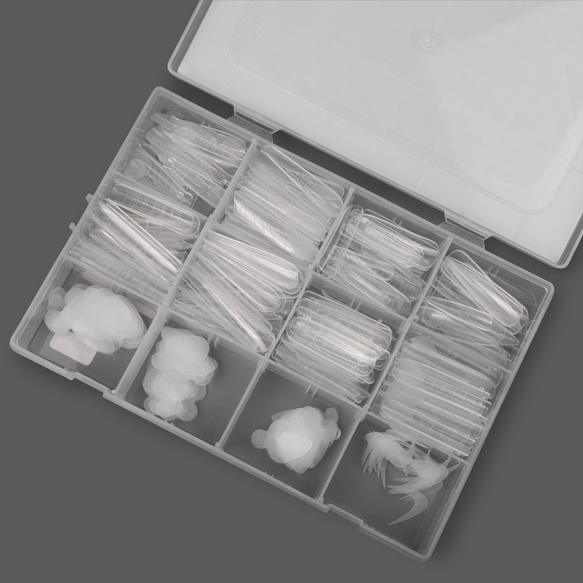 TOUCH Tips para uñas de modelado con moldes superiores, 288 unidades, Mix 8 en 1 + molde