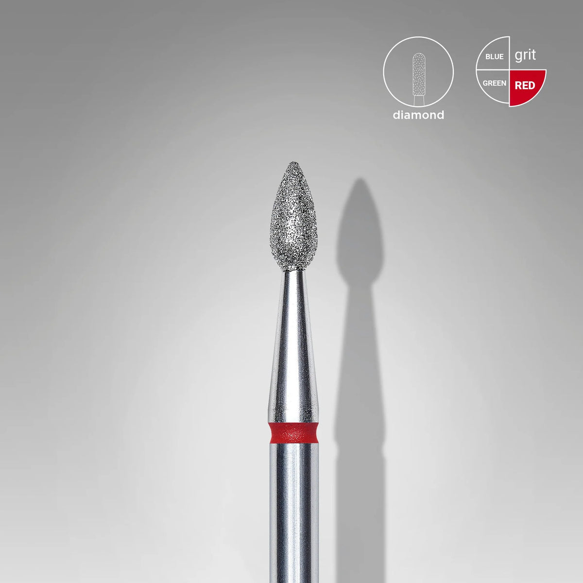 STALEKS EXPERT Fresa diamantada tipo de gota roja/azul: diámetro 2,3 mm, parte de trabajo 5 mm
