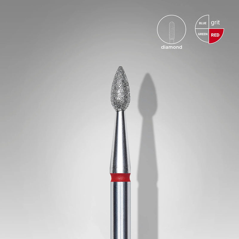 STALEKS EXPERT Fresa diamantada tipo de gota roja/azul: diámetro 2,3 mm, parte de trabajo 5 mm
